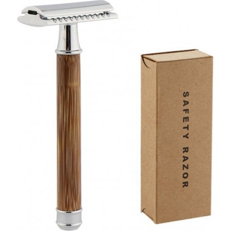MCBOSON Rasoir Rasoir Double Face En Bois Vintage Argenté