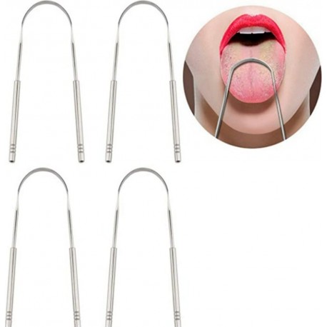 INF Gratte-langue En Acier Inoxydable, Pack De 4 Silver