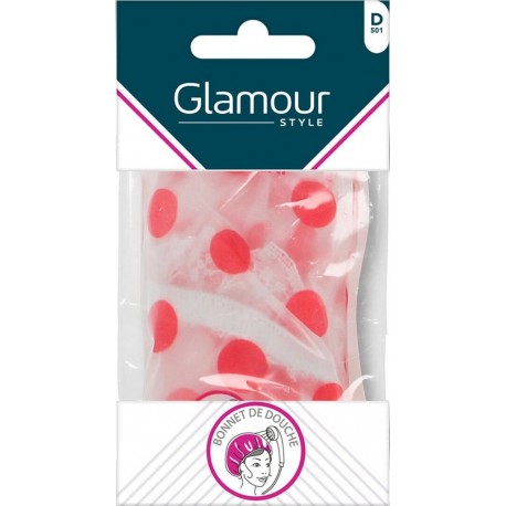 GLAMOUR STYLE Bonnet de Douche Blanc à point Rouge