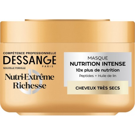 DESSANGE Masque Nutrition Intense Cheveux Très Secs Peptides Huile de Lin Gamme NutriExtrême Richesse