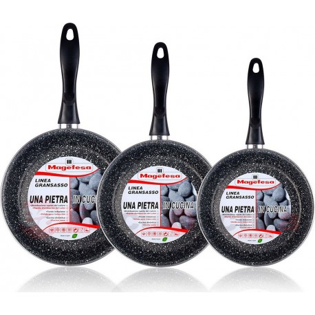 MAGEFESA Batterie de cuisine K2 Gransasso Set 3 Poêles Induction