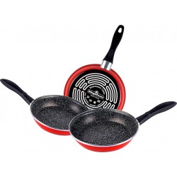 MAGEFESA Batterie de cuisine K2 Rojo Set 3 Poêles à Frire Induction