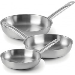 LACOR Batterie de cuisine 3 poêles tout inox Lacor Chef 24/28/32