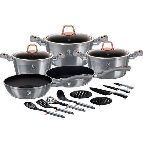 BERLINGER HAUS Batterie de cuisine Moonlight Induction 17 Pièces Aluminium