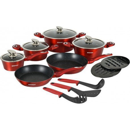 HERZBERG Batterie de cuisine HGMETRD15-RED