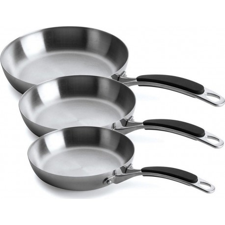LACOR Batterie de cuisine 3 poêles inox Lacor Trimétal 20/24/28