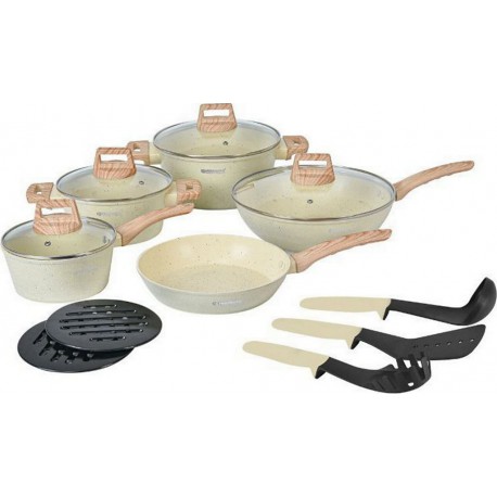 HERZBERG Batterie de cuisine HGWDBEJ14-BEI