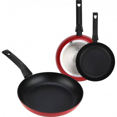 FAGOR Batterie de cuisine Nela Rouge Set 3 Poêles Frire Induction