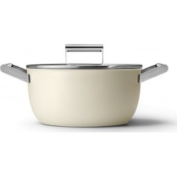 SMEG Faitout 24cm céramique crème avec couvercle