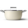SMEG Faitout 24cm céramique crème avec couvercle