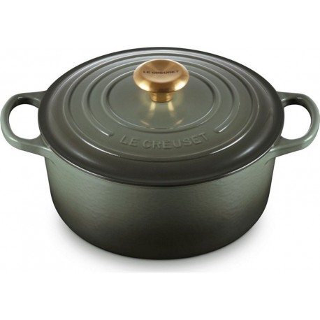 LE CREUSET Cocotte 24CM THYM BOUTON DORÉ