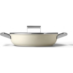 SMEG Sauteuse 28cm céramique crème avec couvercle