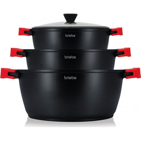 BRIEBE Batterie de cuisine Induction 6 Pièces Aluminium BLACKT3