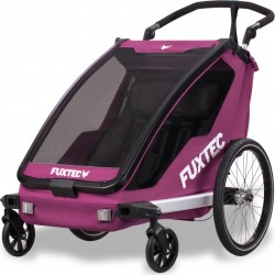 FUXTEC Remorque À Vélo Sport Cruiser Fuxtec 2-en-1 Et Buggy Pliable Pourpre Pour 2 Enfants Aluminium Avec Protection
