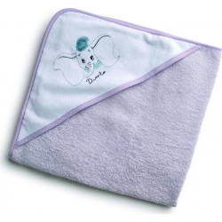DISNEY Cape de bain bébé gris 75x75cm 100% coton Dumbo