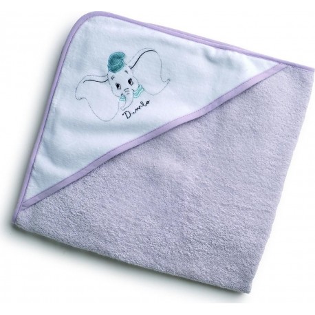 DISNEY Cape de bain bébé gris 75x75cm 100% coton Dumbo
