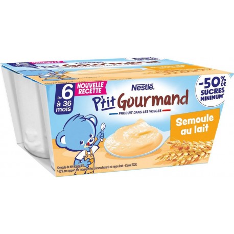 NESTLE Dessert bébé semoule au lait les 4 pots de 100g