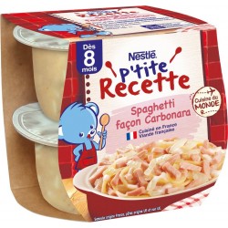 NESTLE Plat bébé spaghetti façon carbonara les 2 pots de 200g