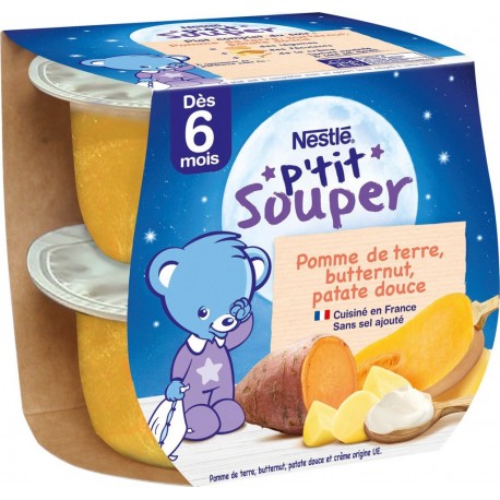 NESTLE Plat bébé pommes de terre, butternut, patate douce les 2 pots de 200g