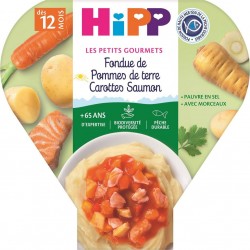 HIPP Plat bébé dès 12 mois Pomme de terre Carotte Saumon Les Petits Gourmets l'assiette de 230g