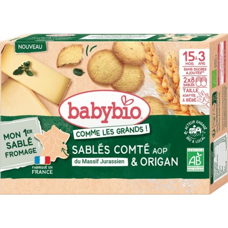 BABYBIO Sablés pour bébé comté AOP du massif jurassien et origan bio 72g