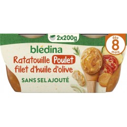 BLEDINA Plat bébé dès 8 mois Ratatouille Poulet Blédina les 2 pots de 200g