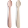 Silicone Lot De 2 Cuillères Bébé Rose / Sable