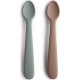 Silicone Lot De 2 Cuillères Bébé Mauve / Gris