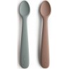 Silicone Lot De 2 Cuillères Bébé Mauve / Gris