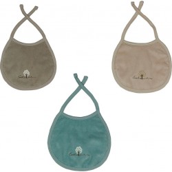 aqua Eveil Et Nature Lot De 3 Bavoirs Naissance 0-3 Mois Coton Bio Taupe//beige