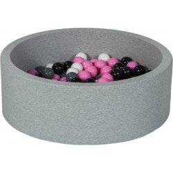 Clair Piscine À Balles Aire De Jeu + 150 Balles Noir,blanc,rose ,gris