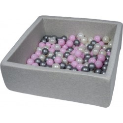 Clair Piscine À Balles Pour Enfant, 90x90 Cm, Aire De Jeu + 150 Balles Perle, Rose ,