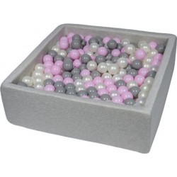 Clair Piscine À Balles Pour Enfant, 90x90 Cm, Aire De Jeu + 450 Balles Perle, Rose ,