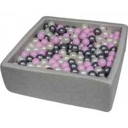 Clair Piscine À Balles Pour Enfant, 90x90 Cm, Aire De Jeu + 450 Balles Perle, Rose ,
