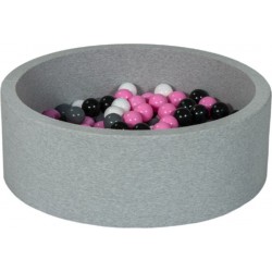 Clair Piscine À Balles Aire De Jeu + 200 Balles Noir, Blanc, Rose ,gris