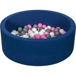 Clair Piscine À Balles Aire De Jeu + 150 Balles Bleu Marine Blanc,rose ,gris