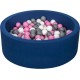 Clair Piscine À Balles Aire De Jeu + 300 Balles Bleu Marine Blanc,rose ,gris