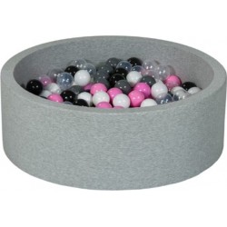 Clair Piscine À Balles Aire De Jeu + 300 Balles Noir, Blanc, Transparent, Rose , Gris