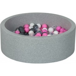 Clair Piscine À Balles Aire De Jeu + 200 Balles Blanc, Transparent, Rose , Gris