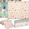 HOMCOM Tapis De Jeu Bébé Pliable Réversible Motif Animaux Forêt Et Chiffres Lettres