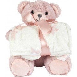 ALTOBUY Peluche Ours Rose Avec Plaid 70x70cm Paddy