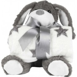 ALTOBUY Peluche Chien Gris Avec Plaid 70x70cm Etienne