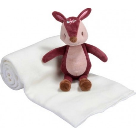 PARIS PRIX Doudou & Plaid Bébé forêt Magique 80x100cm Rose