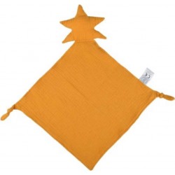 PARIS PRIX Doudou Mouchoir Bébé étoile 46cm Moutarde