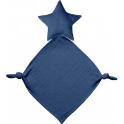 PARIS PRIX Doudou Mouchoir Bébé étoile 46cm Bleu Foncé