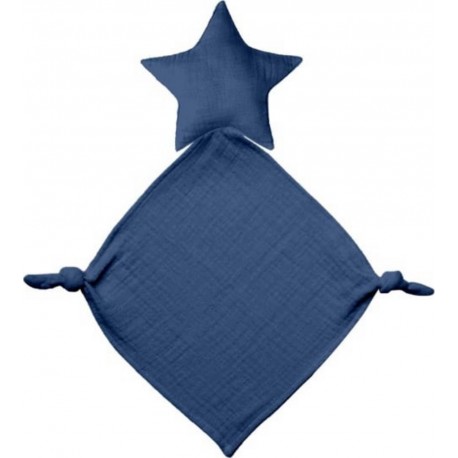 PARIS PRIX Doudou Mouchoir Bébé étoile 46cm Bleu Foncé