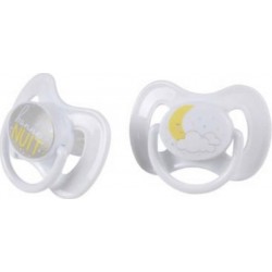 PARIS PRIX Lot De 2 Sucettes Phosphorescentes lune +6 Mois Blanc
