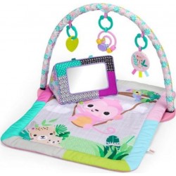 BRIGHT STARTS Brights Starts Petit Tapis D'éveil Bébé Pliable Rose, Arche De Jeux, 5 Jouets Bébé, Miroir, Cartes, Boulier Et