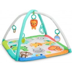 Bright Starts Tapis De Sol Éveil Bébé Évolutif Pliable- Jungle Bleu- Arche Avec Jouets Sensoriels Et Musicaux, Miroir