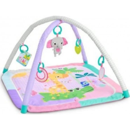 Bright Starts Tapis De Sol Éveil Bébé Évolutif Pliable- Jungle Rose- Arche Avec Jouets Sensoriels Et Musicaux, Miroir